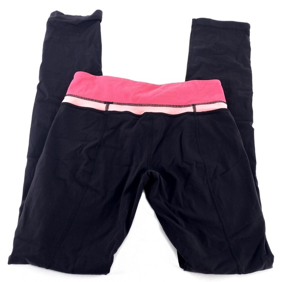 Lululemon Yoga Pants Black Pink Size 6 Regular - Picture 2 of 5
